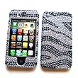 Apple iPhone 4 & 4S Snap-on Protector Hard Case Rhinestone Cover "Bling Bling Zebra" Design