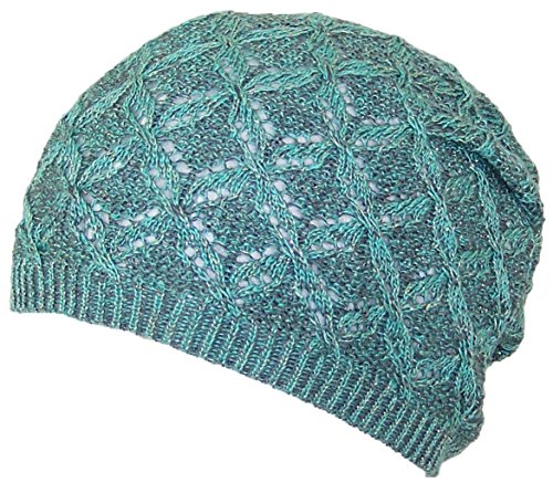 D&Y Women's Sparkly Diamond Knit Slouchy Cap Lightweight (One Size)
