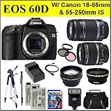 Canon EOS 60D SLR Digital Camera Kit with Canon 18-55mm IS Lens + Canon 55- ....