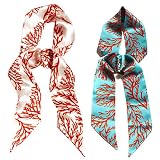 L. Erickson USA Elastic Loop Headband - Coral 100% Silk Print