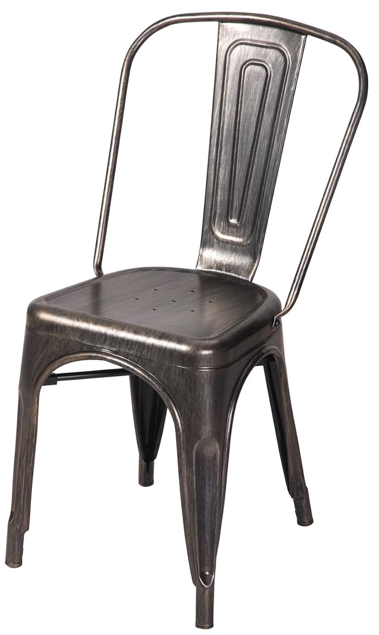 Merax High Back Steel Stackable Vintage Metal Dining Chair, Golden