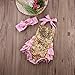 Newborn Baby Romper Gold Pokia Dot Jumpsuit Romper with Headband Outfit for Boys Girls (12-18months)