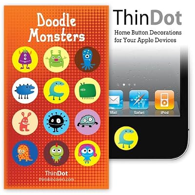 ThinDot Home Button Decals for iPad, iPhone and iPod Touch "Doodle Monsters"