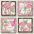 AbsorbaStone Tumbled Tile Assorted Coaster set~ Pink Flamingo Bar and Grill ~...