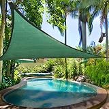 16.5' Triangle Outdoor Sun Shade Sail Canopy Green Polyethylene Fabric Material w/ Rope Carrying Bag UV Block Portable for Patio Lawn Yard Garden Swimming Pool Spa