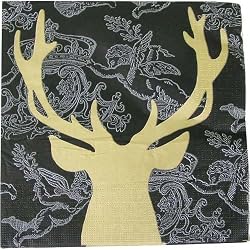 3 Packs of Novelty Royal Deer Cherubs Print Luncheon Napkins, Pack of 20, Total 60 Count