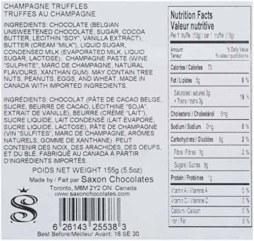 Saxon Chocolates Dark Chocolate Champagne Truffle Gift Box