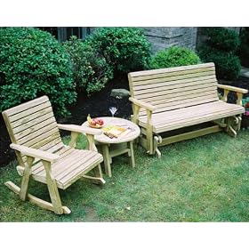 Treated Pine Rollback Glider and Rocker Group by The Cedar Store