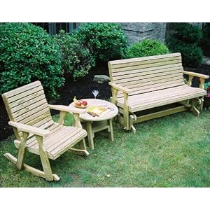 Treated Pine Rollback Glider and Rocker Group by