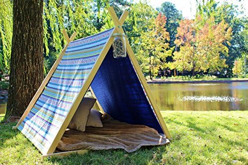 Kids A-Frame Play Tent | Reversible Canvas Canopy | Water and Stain Resistant Tent | Collapsible for Easy Storage | Comes with Canvas Carrying Bag and Conversion to Clothes Hanging Rack