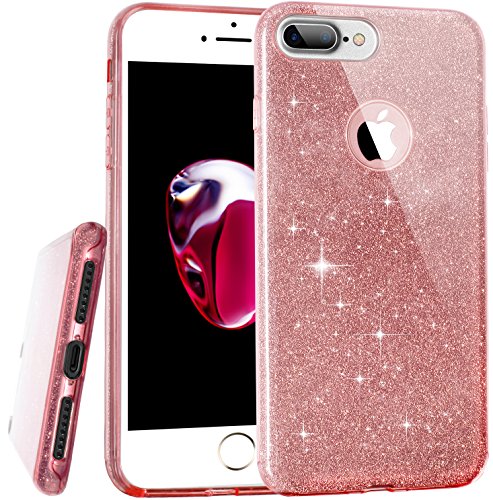 TOZO Case for iPhone 7 Plus, SHINY Series [Bling Crystal] Ultra Thin Sparkle Premium 3 Layer Hybrid Semi-transparent Lightweight / Exact Fit / Soft Case for iPhone 7 Plus 5.5 inch Pink