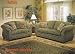2 pc set green fabric sofa and love seat