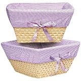 Badger Basket Natural Basket Set with Lilac Gingham Liner