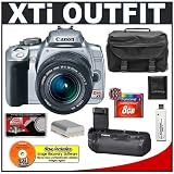 Canon Digital Rebel XTi 10.1MP Digital SLR Camera (Silver) + Canon EF-S 18-55mm Lens [Outfit] + BG-E3 Grip + 8GB Card + NB-2LH Battery + Accessory Kit