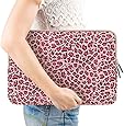 PLEMO Leopard's Spots Canvas Fabric 13-13.3 Inch Laptop / Notebook Computer / MacBook / MacBook Pro / MacBook Air Sleeve Case Bag Cover, Pink