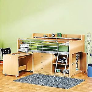 Amazon.com - Charleston Storage Loft Bed with Desk, Natural -