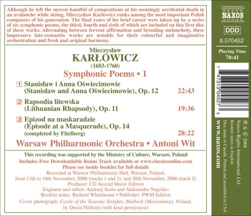 Cover image : Mieczyslaw Karlowicz: Symphonic Poems, Vol. 1