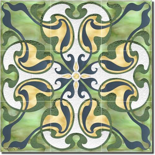 Nouveau - Leaves and Branches by Paned Expressions Studios - Floral Ceramic Tile Mural 18