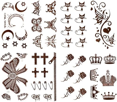 Lily Amor 8 Sheets Golden Metallic Temporary Tattoos for Women (Rose Gold)