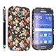  Samsung Galaxy Ace 4 SM-G357 / G357FZ Gel Rubber Silicone Protection Case Cover +STYLUS (Flowers Roses on Black)