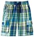 Kitestrings Boys 2-7 Elastic Waist Cargo Pocket Short, Blue Plaid, 4