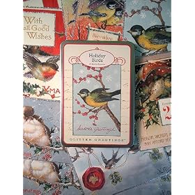 Cavallini Postcard Set- Holiday Birds Glitter Greetings