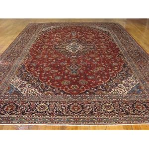9'6 x 13'4 Red Persian Hand Knotted Wool Kashan Rug by Unique