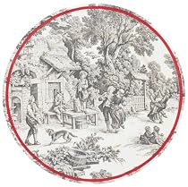 Caspari Festive Toile Set of 8 Paper Dinner Plates, Charcoal