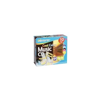 Memorex 700MB/80-Minute Music CD-R Media Cool Colors 10-Pack with Jewel Cases