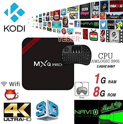 YESER MXQ PRO NEXBOX Android TV Box + Mini Gaming Keyboard Amlogic S905 Quad-core Support HDMI 4K2K H.265 3D Video with KODI 15.2 WiFi Fully Loaded