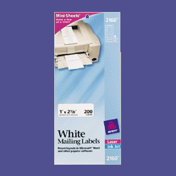 Avery Mini-Sheets Laser Ink Jet Labels, 2 x 4 Inches, White, 100 per Pack (2163) by Avery