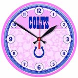 NFL Indianapolis Colts Round Clock "Pink Background"
