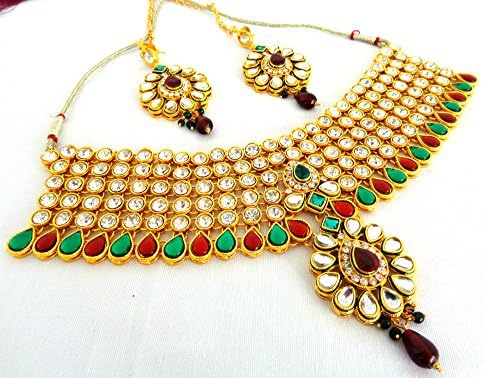 Megh Craft Women's Wedding Wear Kundan-polki Stone Jewellery Set