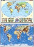 Posterkarten Geographie: Westermann Posterkarte Erde Set politisch und physisch 1 : 40 000 000: Staaten mit Flaggen. Format 100 x 70 cm