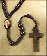 Sacred Heart of Jesus Wood 20 Inch Rosary with Holy Prayer Card, Religious Pamphlet and Velour Bag