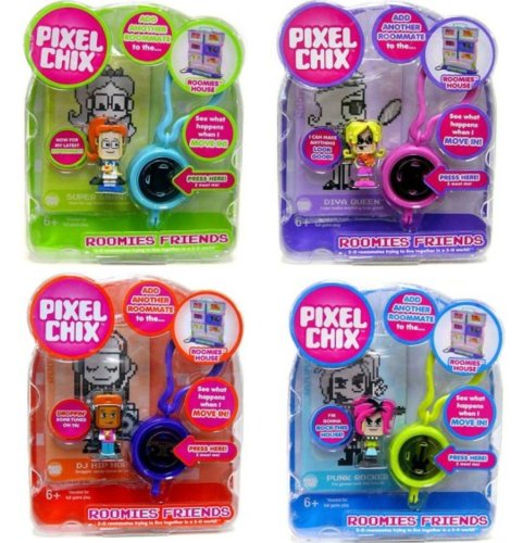 Childrens Toyshop  Toys : Set of 4 Pixel Chix Roomies Diva Queen, Punk Rocker, Super Smarty, DJ Hip Hop