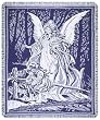 Guardian Angel and Children Crossing Bridge Blue Afghan Throw Blanket 48" x 60"