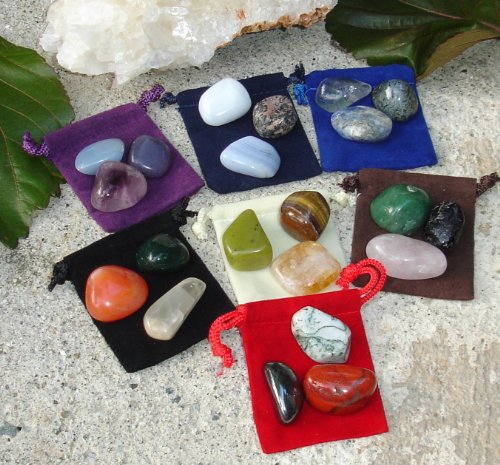 21 Natural Tumbled Stones Basic Chakra Balancing Healing Kit
