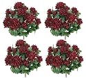 FOUR 19" Mum Artificial Silk Flower Bushes for Home, Garden and Decoration