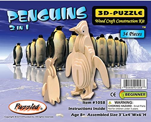 Creative 3D Jigsaw Woodcraft Construction Puzzle Decoration Kit for Kids-Penguin(21*17CM)