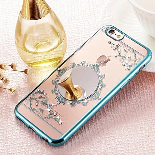 iPhone 6/6s Case, Naoho® New Fashion Soft TPU Clear Plating Mirror Diamond Case for iPhone 6/6s 4.7inch Transparent Silicon Cover,Anti-scratch Ultra Thin (Blue color_iphone 6/6s)