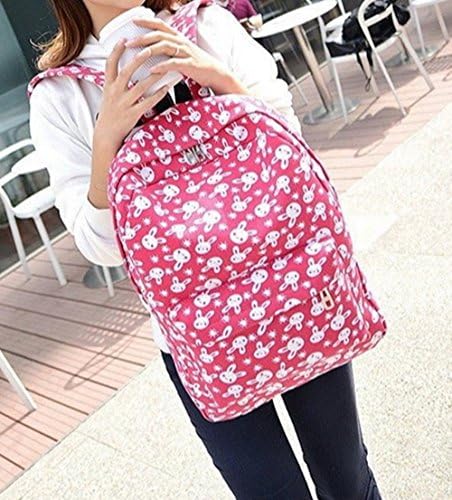 Unisex Bunny Rabbit Shoulder Backpack Mochilas Canvas 3D Fashion Rucksack Casual Bag School Backpacks Bookbag Pink