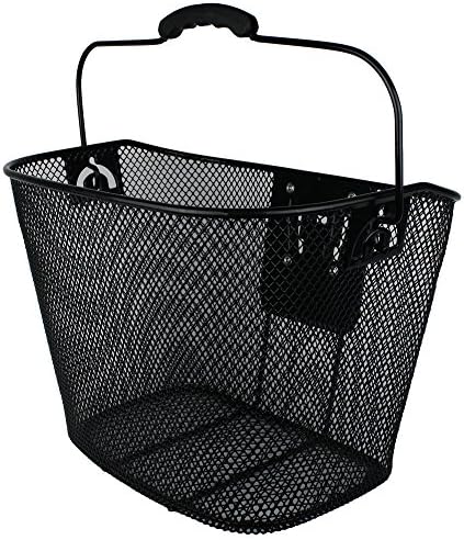 Black Steel Mesh Bike Basket with Quick-Release Bracket