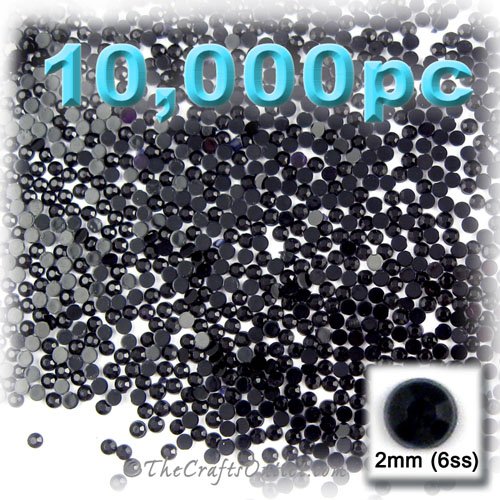 10,000pc flatback Rhinestones Round 2mm - 6ss Jet Black