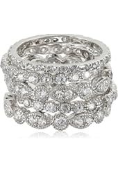 Sterling Silver Rose-Tone Cubic Zirconia Ring Set, Size 8