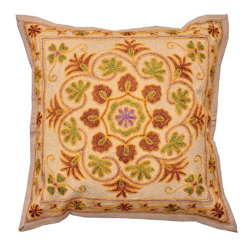 Imagen 2 de Algodón indio seda hechas a mano hilo de bordar Trabajo Cushion cover set Tamaño 17 x 17 pulgadas Juego de 5 piezas