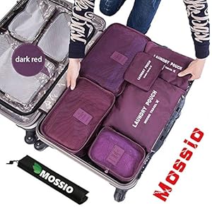 Mossio 7 Set Packing Cubes with Shoe Bag - Compression Travel Luggage Organizer