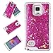 Samsung Galaxy Note 4 Case-Yerwal Creative Design Transparent Flowing Bling Glitter Quicksand Stars Hard Plastic Transparent Case Cover for Samsung Galaxy Note 4(Fushia)