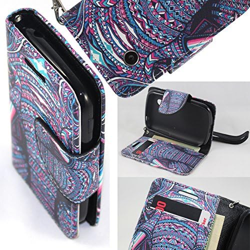 LG Aspire / LG 306G / LG 305C Case, SOGA® PU Leather Magnetic Flip Design Wallet Case for LG Aspire Paylo LN280 (Virgin Mobile) / 306G / 305C (Tracfone / NET10) - Tribal Elephant [SWB473]