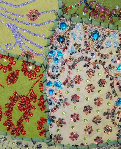 Imagen 4 de Patch Work Antiguo Vestido Tradicional Tapiz Tapiz Mantel Tamaño 60 x 40 pulgadas